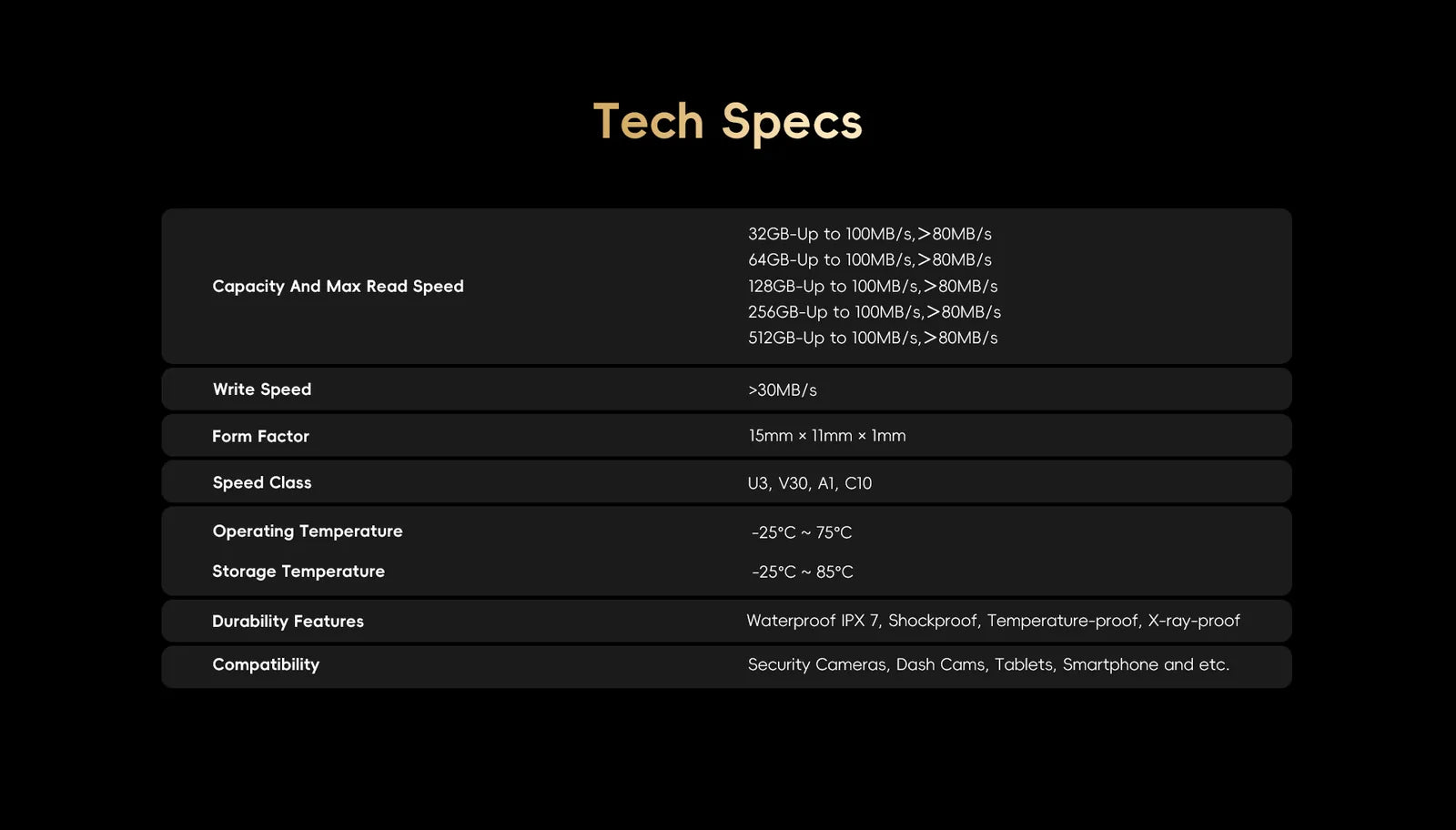 Clear specifications